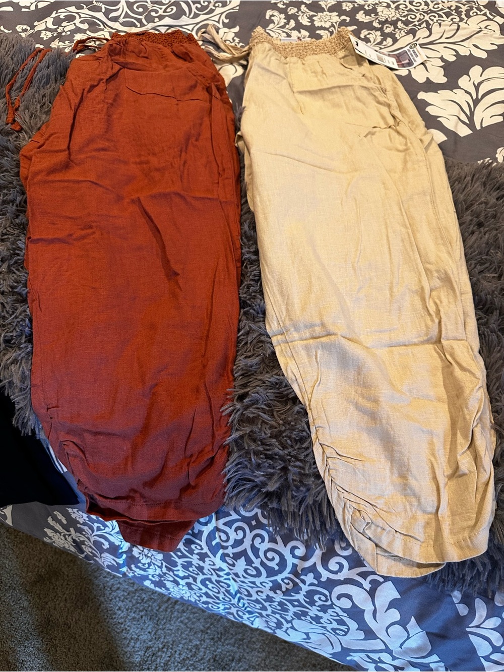 Rewash Ankle Pants in Rust and Cream - Lightweight Cropped Style (Bundle)